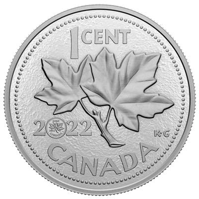 RDC 2022 Canada 1-cent 10th Anniversary of the Last Penny 5oz Fine Silver (No Tax) impaired sleeve