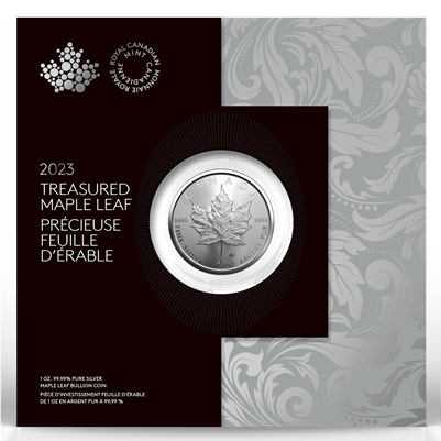 2023 Canada $5 Treasured Silver Maple Leaf (Generic) 1oz. 99.99% Pure Silver (No Tax)