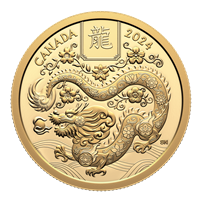2024 Canada $100 Lunar Year of the Dragon 1/2oz. Pure Gold Coin (No Tax)