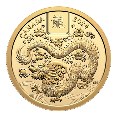 2024 Canada $100 Lunar Year of the Dragon 1/2oz. Pure Gold Coin (No Tax)
