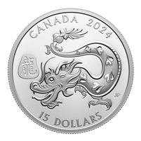 2024 Canada $15 Lunar Year of the Dragon Fine Silver Coin (No Tax)