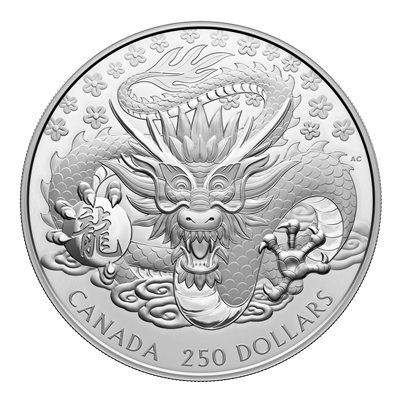 2024 Canada $250 Lunar Year of the Dragon Fine Silver Kilo Coin (No Tax)