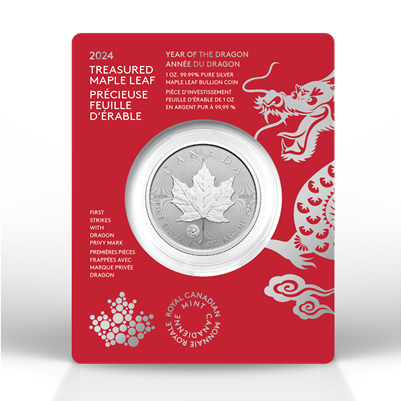 2024 Canada $5 Year of the Dragon Privy Treasured Silver Maple Leafs First Strikes (No Tax)