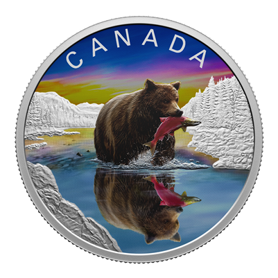 (Pre-Order) 2024 Canada $20 Wildlife Reflections: Grizzly Bear Fine Silver (No Tax)
