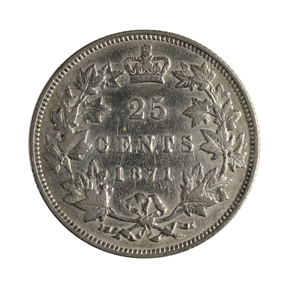 1871 Obv. 2 Canada 25-cents Very Fine (VF-20) $