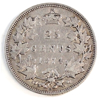 1874H Canada 25-cents F-VF (F-15) $