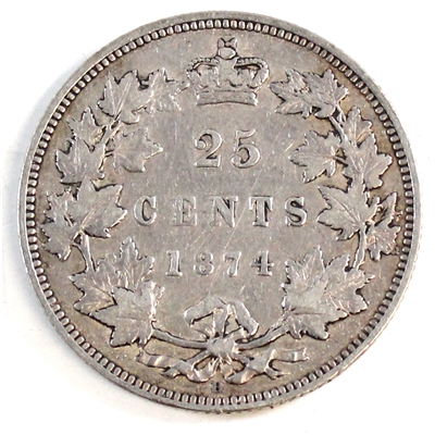 1874H Canada 25-cents F-VF (F-15) $