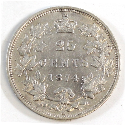 1874H Canada 25-cents VF-EF (VF-30) $