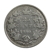 1880H Wide 0 Canada 25-cents Very Good (VG-8) $