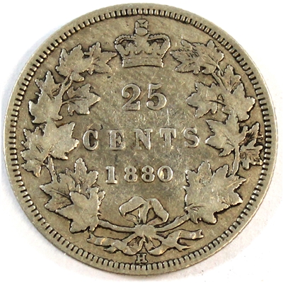 1880H Wide 0 Canada 25-cents VG-F (VG-10) $