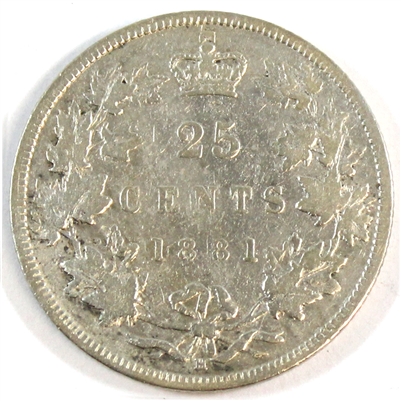1881H Canada 25-cents Fine (F-12) $