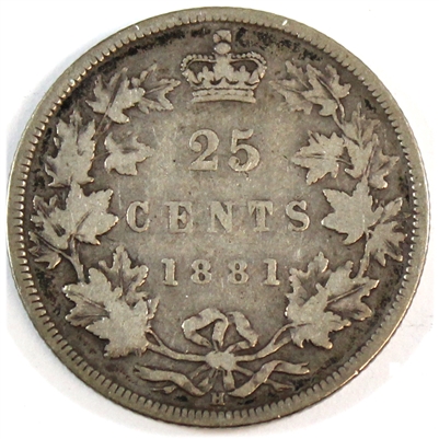 1881H Canada 25-cents VG-F (VG-10) $