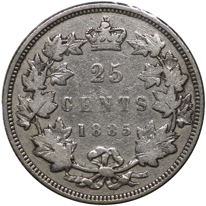 1885 Curved Top 5 Canada 25-cents VG-F (VG-10) $