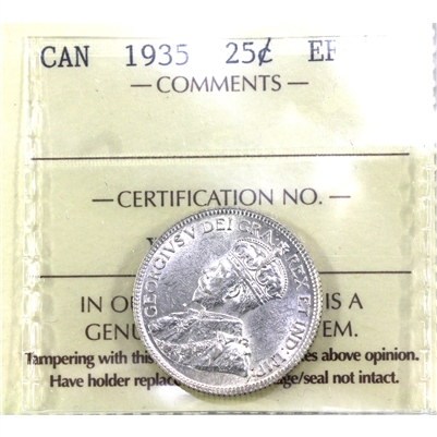 1935 Canada 25-cents ICCS Certified EF-45