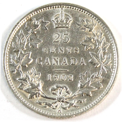 1902H Canada 25-cents Almost Uncirculated (AU-50) $