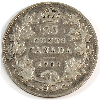 1909 Canada 25-cents F-VF (F-15) $