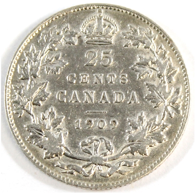 1909 Canada 25-cents VF-EF (VF-30) $