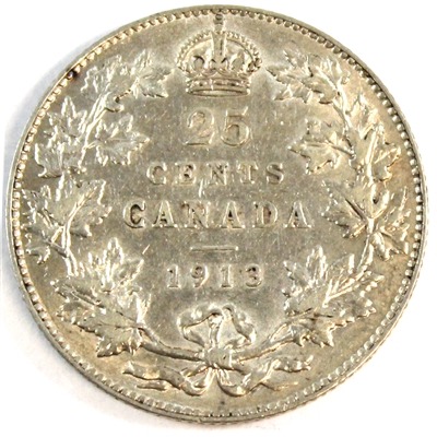 1913 Canada 25-cents VF-EF (VF-30) $