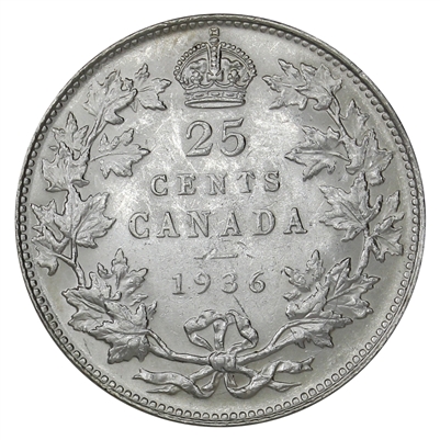 1936 Bar Canada 25-cents EF-AU (EF-45) $