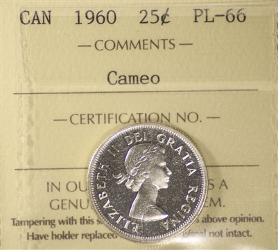 1960 Canada 25-cents ICCS Certified PL-66 Cameo