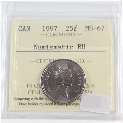 1997 Canada 25-cents ICCS Certified MS-67 Numismatic BU