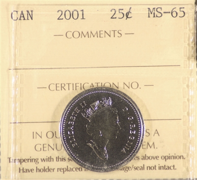 2001 Canada 25-cents ICCS Certified MS-65