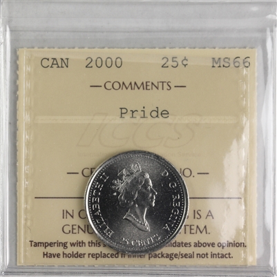 2000 Pride Canada 25-cents ICCS Certified MS-66