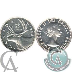 1953 Large Date NSS Canada 25-cents AU-UNC (AU-55)