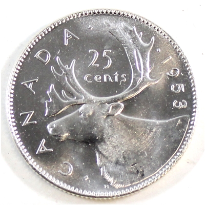 1953 Large Date NSS Canada 25-cents Brilliant Uncirculated (MS-63)