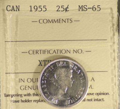 1955 Canada 25-cents ICCS Certified MS-65