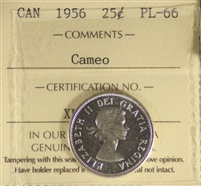 1956 Canada 25-cents ICCS Certified PL-66 Cameo