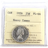1956 Canada 25-cents ICCS Certified PL-66 Heavy Cameo