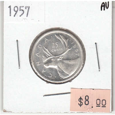 1957 Canada 25-cents Almost Uncirculated (AU-50)