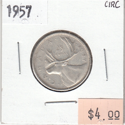 1957 Canada 25-cents Circulated