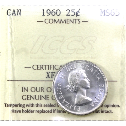1960 Canada 25-cents ICCS Certified MS-65