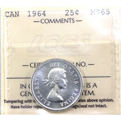 1964 Canada 25-cents ICCS Certified MS-65