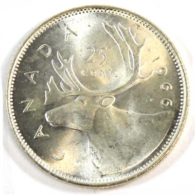 1966 Canada 25-cents Choice Brilliant Uncirculated (MS-64)