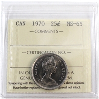 1970 Canada 25-cents ICCS Certified MS-65