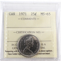 1971 Canada 25-cents ICCS Certified MS-65