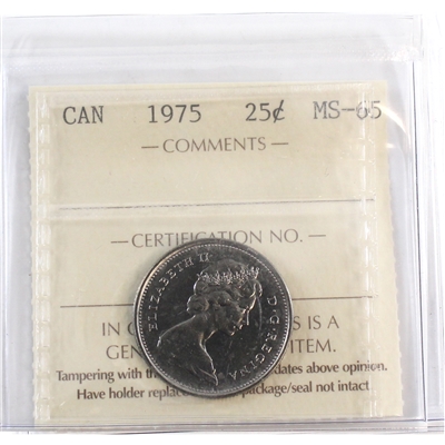 1975 Canada 25-cents ICCS Certified MS-65