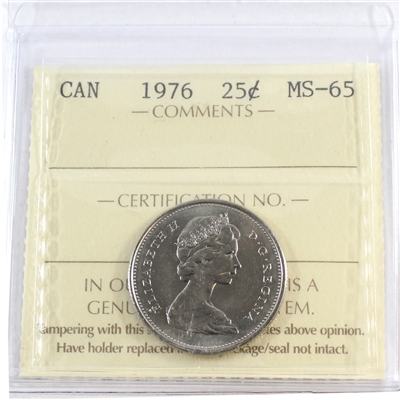 1976 Canada 25-cents ICCS Certified MS-65