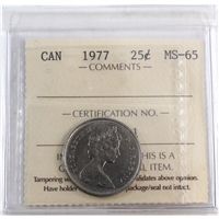 1977 Canada 25-cents ICCS Certified MS-65