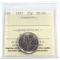 1977 Canada 25-cents ICCS Certified MS-66