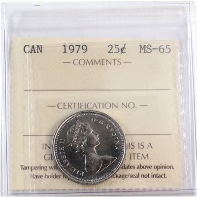 1979 Canada 25-cents ICCS Certified MS-65