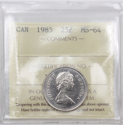 1985 Canada 25-cents ICCS Certified MS-64