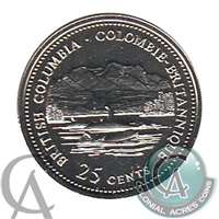 1992 British Columbia Canada 25-cents Proof Like