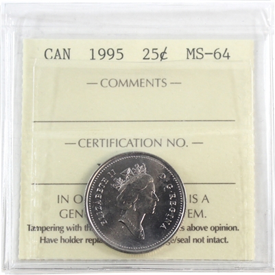 1995 Caribou Canada 25-cents ICCS Certified MS-64