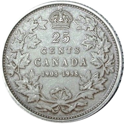 1998 (1908-1998) Antique Canada 25-cents Proof