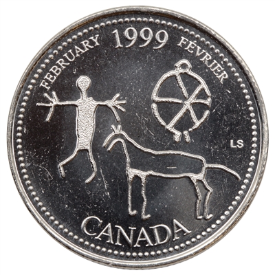 1999 February Canada 25-cents Brilliant Uncirculated (MS-63)