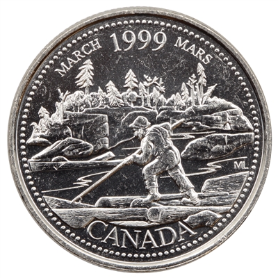 1999 March Canada 25-cents Brilliant Uncirculated (MS-63)